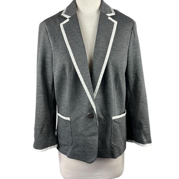 Banana Republic Jackets & Blazers - Banana Republic Charcoal Blazer with Ivory Border Accents, Size 10